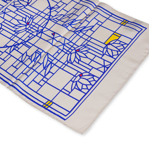 Silk Scarf - Waterlilies - Cream/Blue - Last Chance