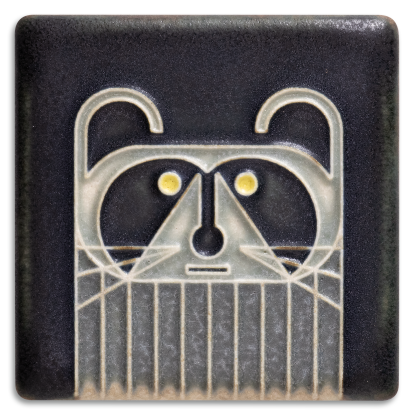 Raccoon Black Tile - Charley Harper 3" x 3"