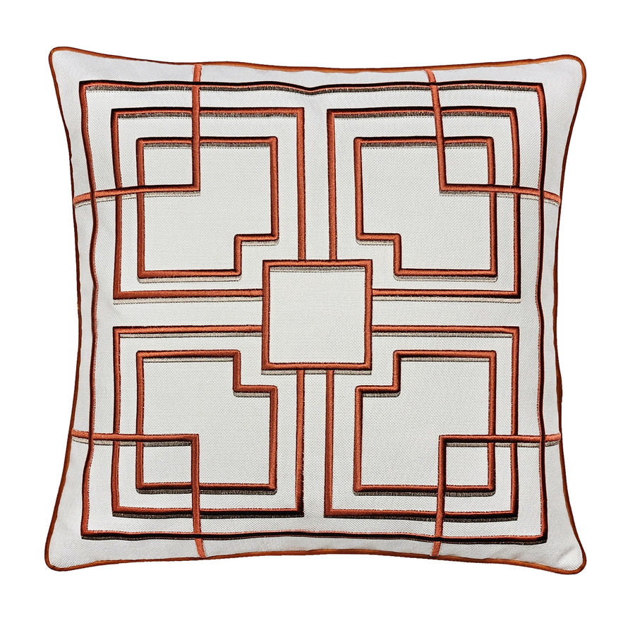 Storer House  3-D Embroidered Rust Applique   - 20" x 20" Pillow