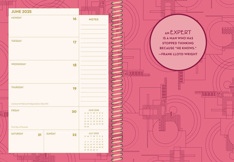 Frank Lloyd Wright 12 Month 2025 Planner Calendar